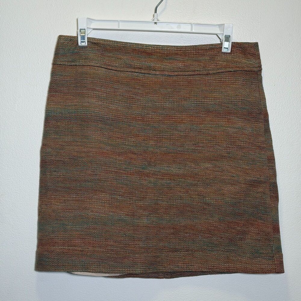 Cottagecore Old Money Boho Minimalist Tweed Mini Skirt LOFT Multicolor Cotton 4